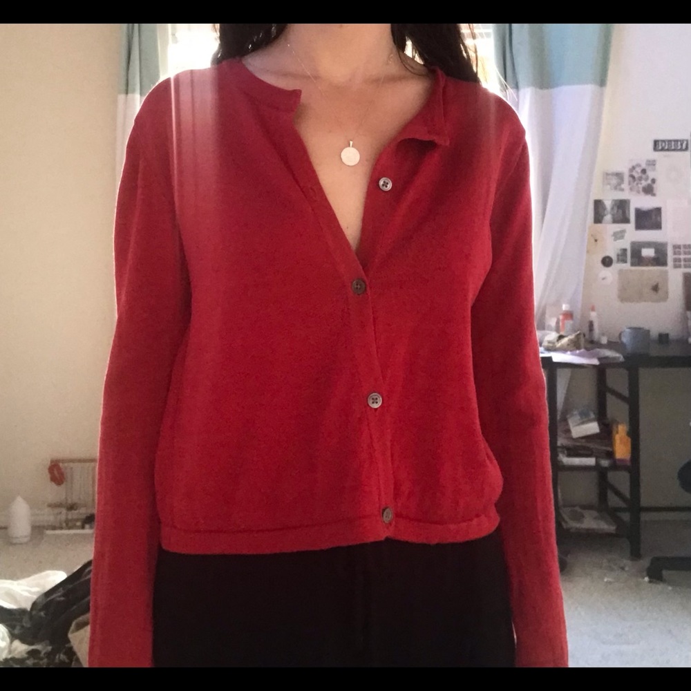 Cute banana republic red lightweight cardigan